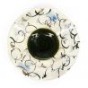 Plato pequeño de cerámica japonesa acampanada blanca con motivos circulares negros - SAKYURA