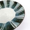 Assiette creuse ronde en céramique, blanc et bleu vert - GYO