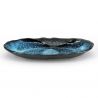 Assiette ovale japonaise en céramique, gris et bleu - BURU