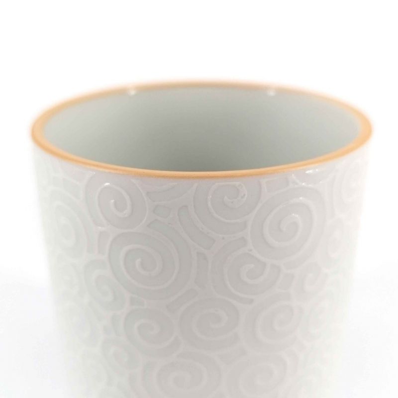 Tasse à thé japonaise en céramique, blanc, tourbillon- SENPU