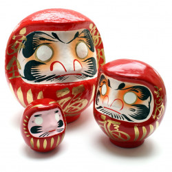 Scatola da tè giapponese in metallo, DARUMA, rosso