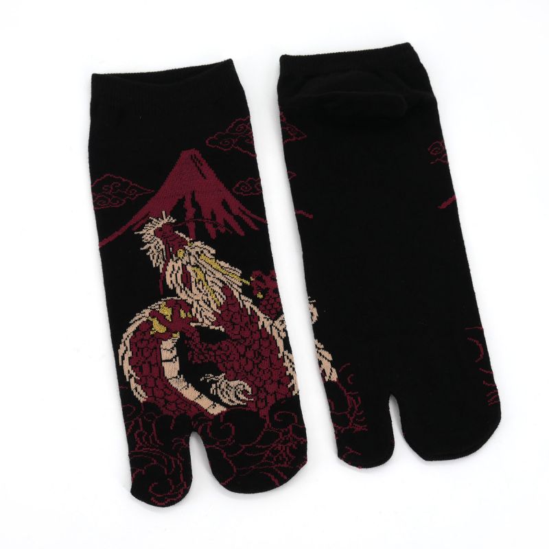 Chaussettes japonaises tabi en coton motif dragon, RYU, couleur au choix, 25 - 28cm