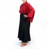 Kendogi y Hakama de algodón japonés negro y rojo - SAMURAI SET