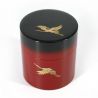 Boîte à thé japonaise rouge et noire en résine motif grues japonaises - YUBAETSURU - 150g