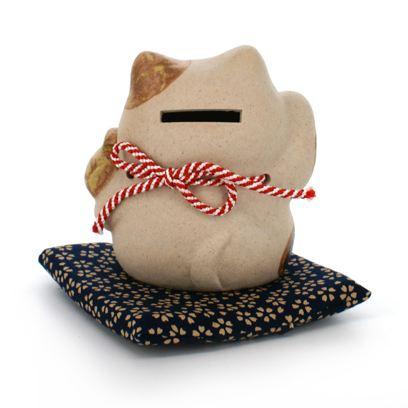 manekineko coin bank with cushion beige MANEKINEKO CHOKIN-BAKO