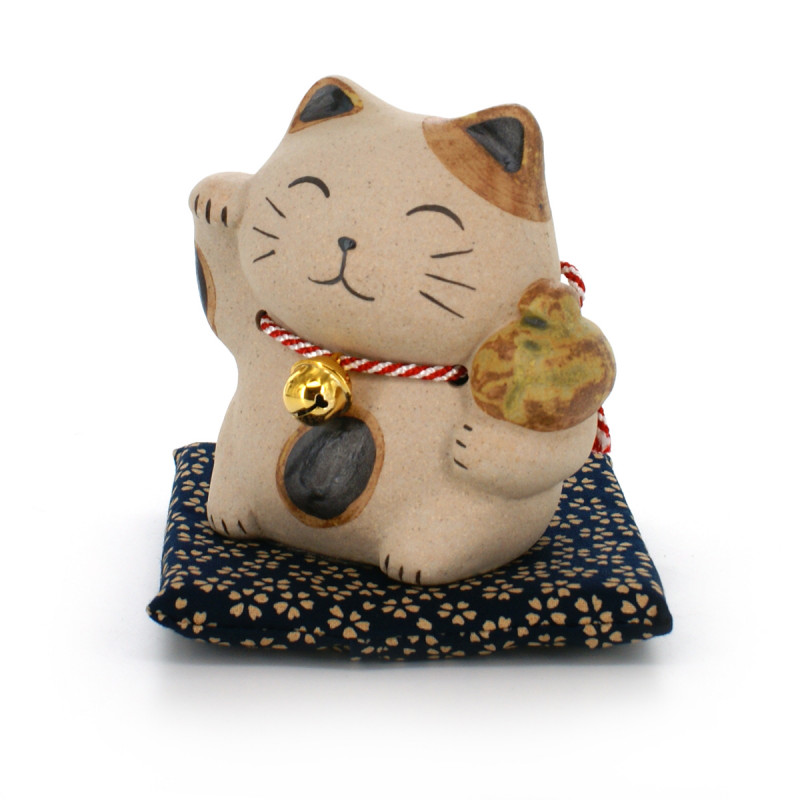 manekineko coin bank with cushion beige MANEKINEKO CHOKIN-BAKO