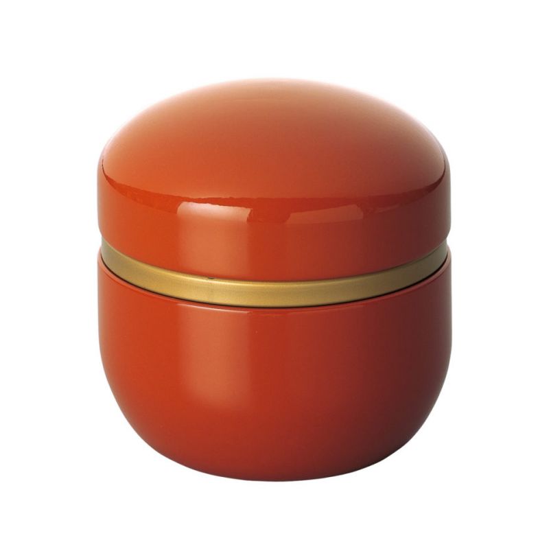 Japanese dark orange metal tea canister, SUZUKO, 150g