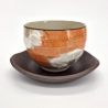 Japanese clay cup SAKURA red flowers and white flowers with saucer