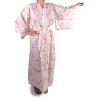 Kimono japonés de algodón blanco para mujer KOMONICHIMATSU-NI-SAKURA