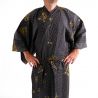 Yukata japonais noir en coton pour homme -HANABISHI 
