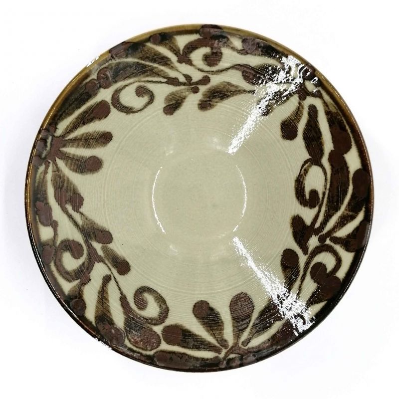 copy of Ciotola ramen in ceramica giapponese beige, SHITO, motivo foglie arrugginite