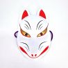 Masque de renard japonais traditionnel, KITSUNE, blanc