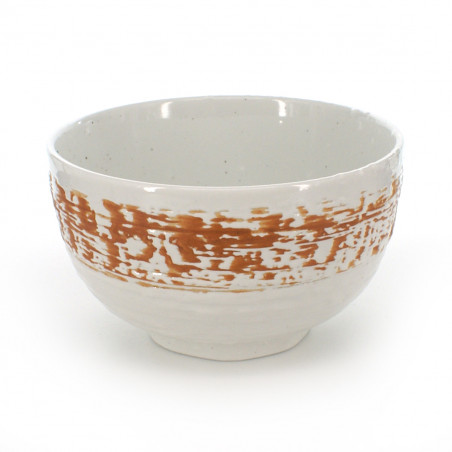 Ciotola giapponese donburi in ceramica beige a righe verticali marroni -  UICHOKU-SEN