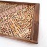 Rutschfestes rechteckiges YOSEGI-Tablett, traditionelle Hakone-Intarsien