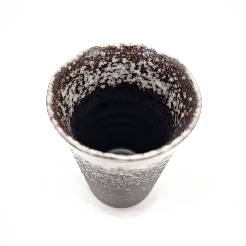 Mazagran de cerámica japonesa, negro moteado de blanco - HANTEN