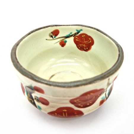 Tasse à thé en céramique japonaise avec couvercle et filtre, motifs fleurs,  FURAWAZU
