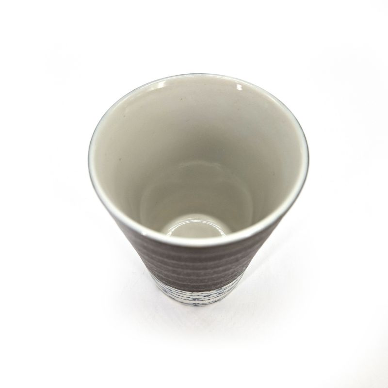 Japanische Keramiktasse, schwarze horizontale Linie, OBIKOKASAN