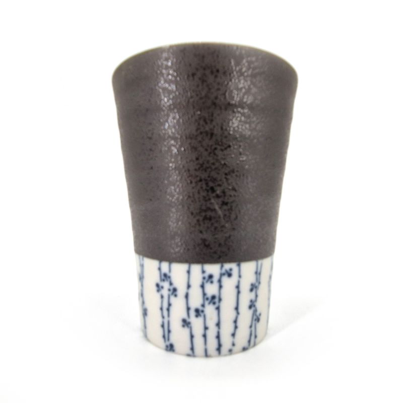 Japanese ceramic cup, blue vertical line, SUDARE KOKASAN