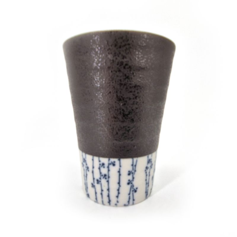 Japanische Keramiktasse, blaue vertikale Linie, SUDARE KOKASAN