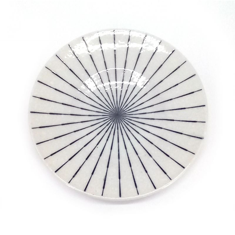 Round ceramic plate, white and black - TOKUSAWA