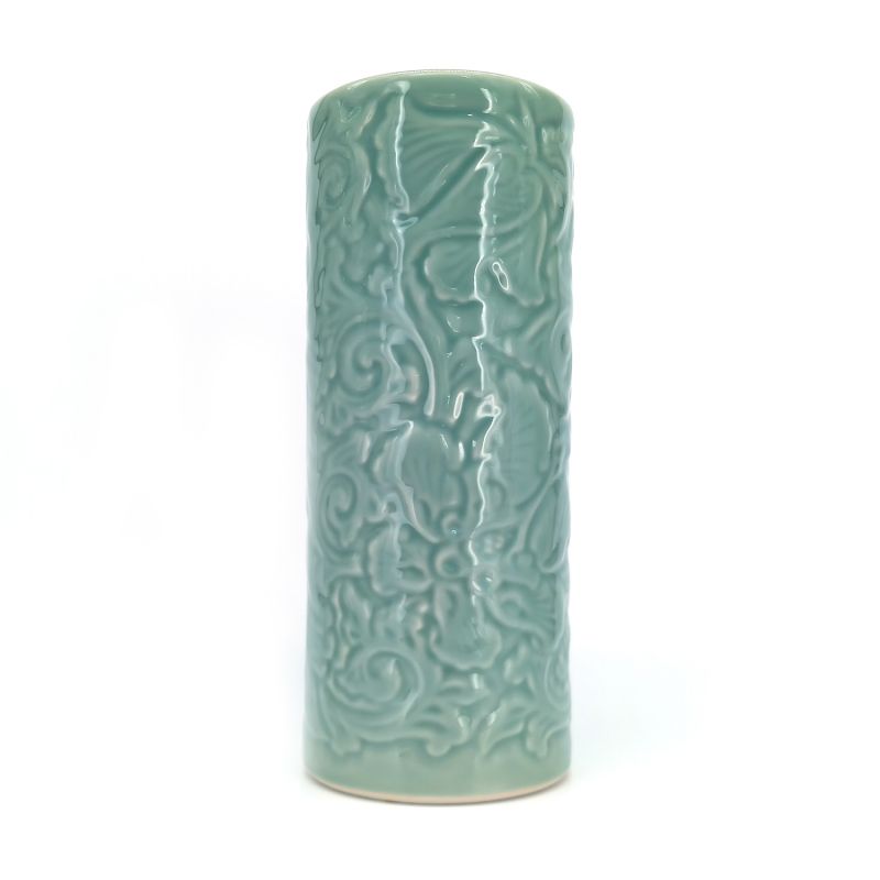 Vaso blu giapponese in ceramica arabescata, ARABESUKU