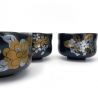 Set of 5 Hannari Japanese ceramic tea bowls - The four seasons of Japan - NIHON NO SHIKI