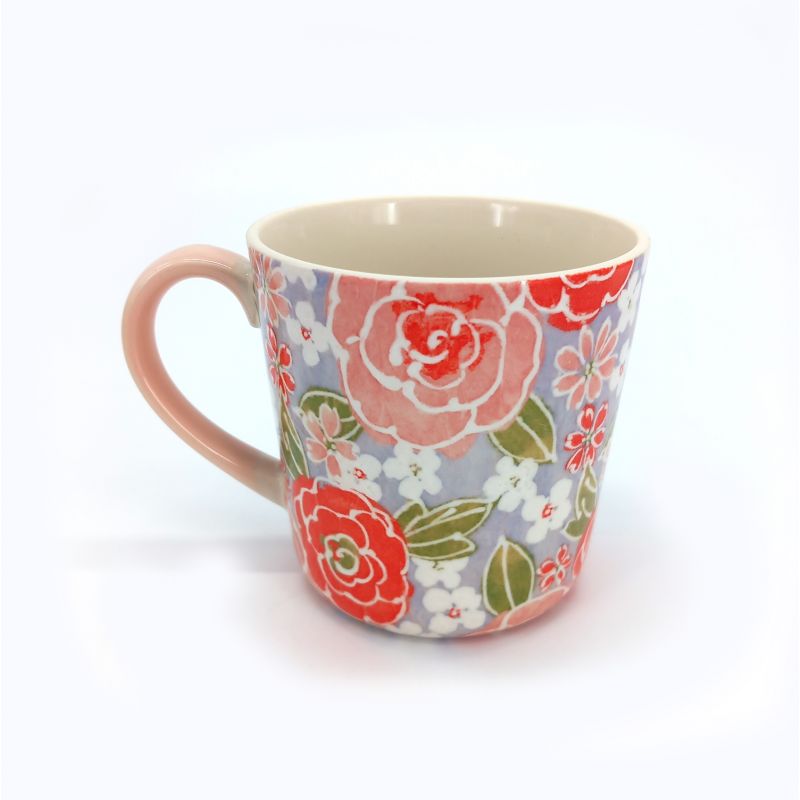 Japanese ceramic mug - Pink flowers -PINKU NO HANA