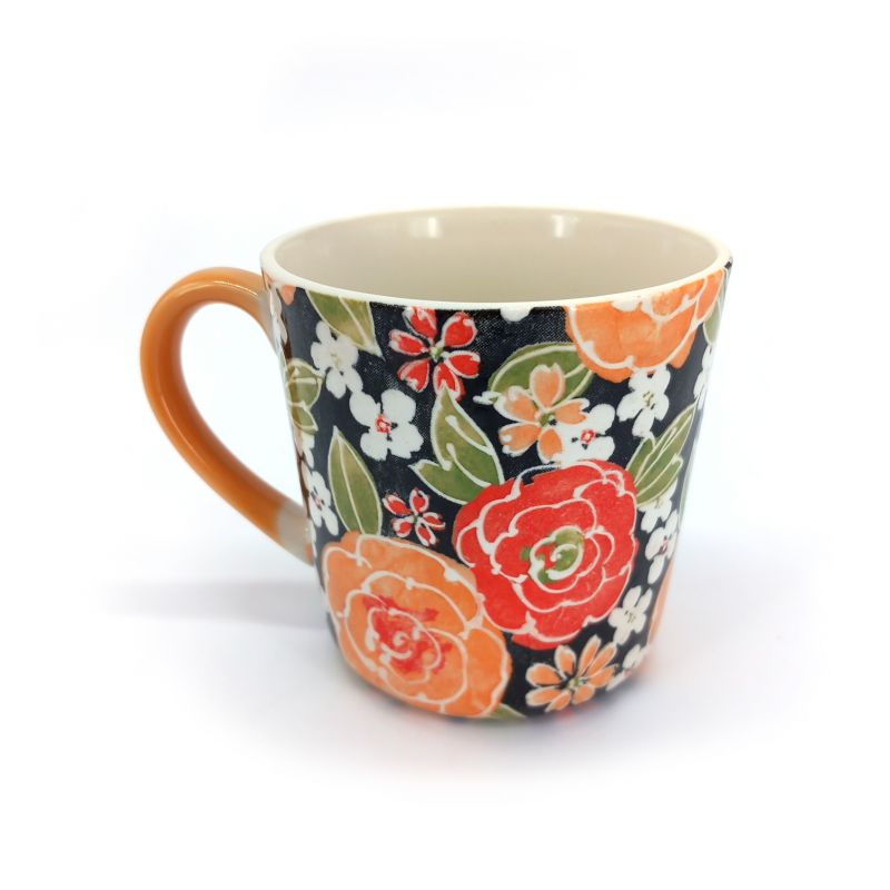 Taza de cerámica japonesa - Flores de naranja - ORENJI IRO NO HANA