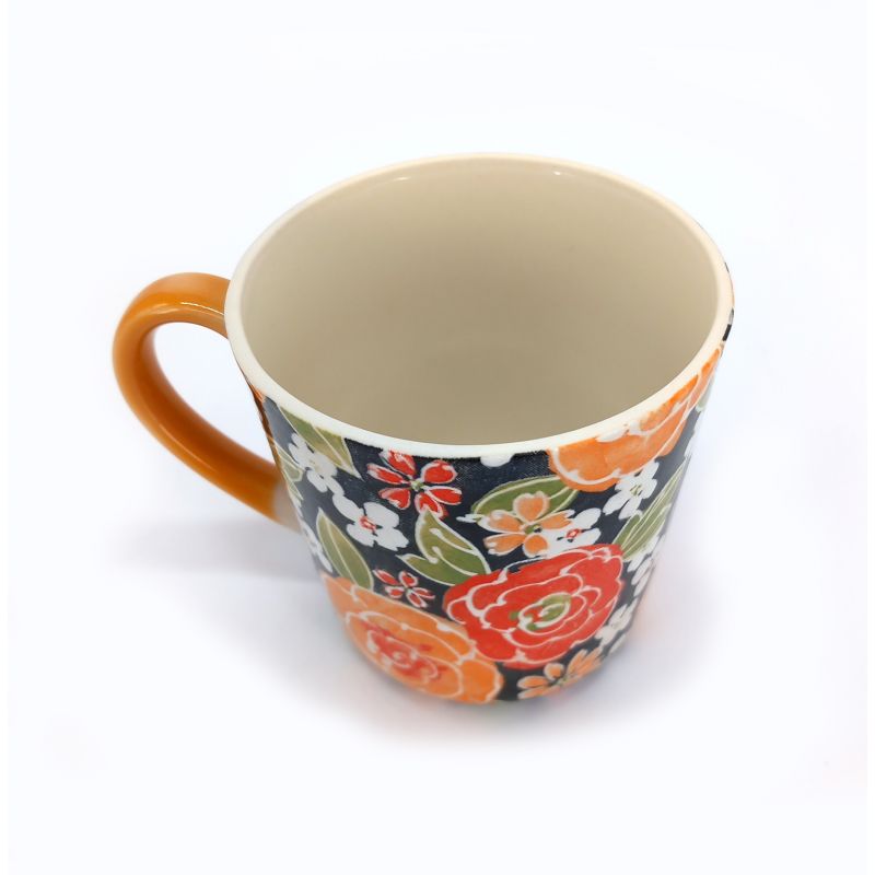 Japanische Keramiktasse - Orangefarbene Blumen - ORENJI IRO NO HANA