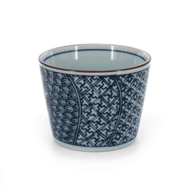 tasse soba traditionnelle japonaise avec motifs bleus couleur blanche en céramique SHONZUI