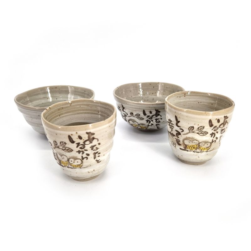 Duo set of Japanese ceramic cups and bowls - FUKUKURO