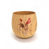 Japanese natsume wooden tea cup with maple leaf pattern, MOMIJI 1