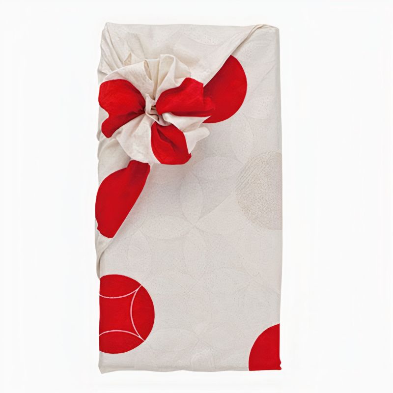 Japanese cotton furoshiki, SHIPPO, red and gold, 70 x 70 cm