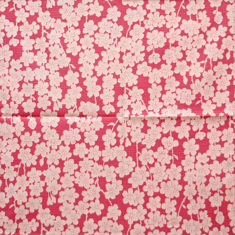 Japanese cotton furoshiki, SHIDARE SAKURA, pink and blue, 48 x 48 cm