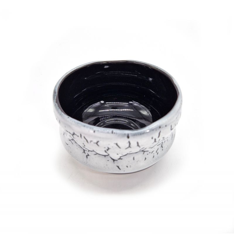 Ciotola in ceramica bianca e nera per la cerimonia del tè - SHIKI