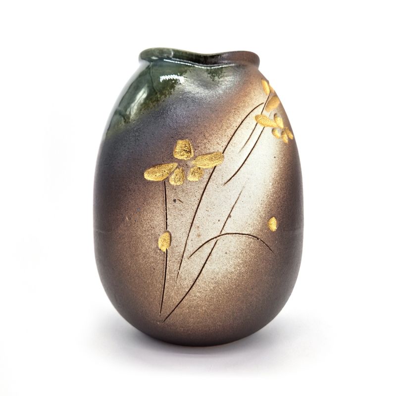 Japanische Keramikvase mit goldenen Blumen – KOGANE NO HANA