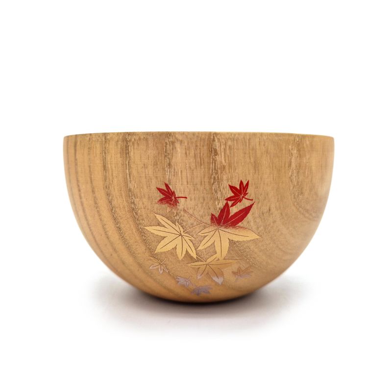 Japanese wooden bowl, autumn leaves - MOMIJI