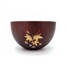 Japanese brown wooden bowl, autumn leaves - MOMIJI