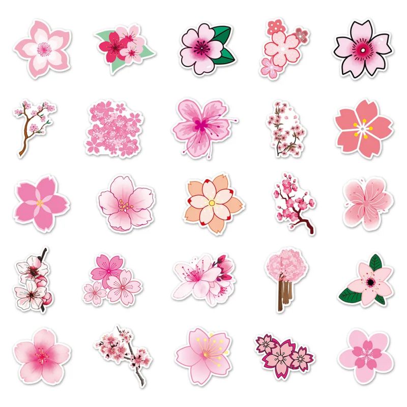 Lotto di 50 adesivi giapponesi, adesivi Kawaii Cherry Blossom-SAKURA
