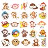 Lot von 50 japanischen Aufklebern, Kawaii Monkey Sticker - SARU
