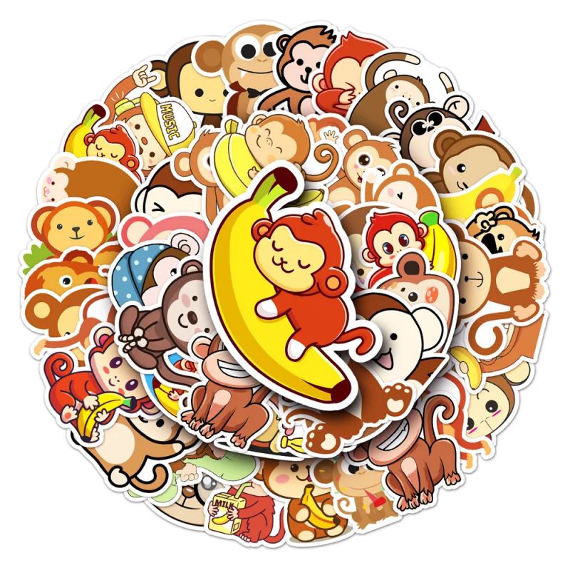 Lotto di 50 adesivi giapponesi, adesivi Kawaii Monkey - SARU