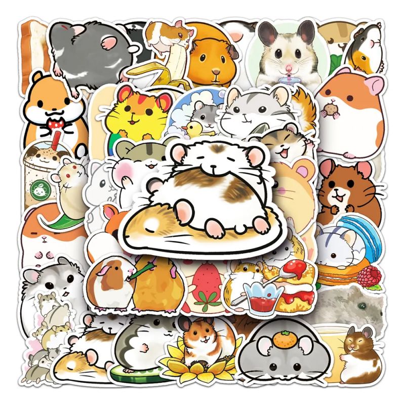 Lotto di 50 adesivi giapponesi, adesivi Kawaii Hamster-HAMUSUTA