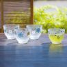 Set of 4 Japanese Sake glasses, BLUE SHIKI