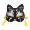 Gatto nero, mezza maschera giapponese, fiamma d'oro, Kogane no honō