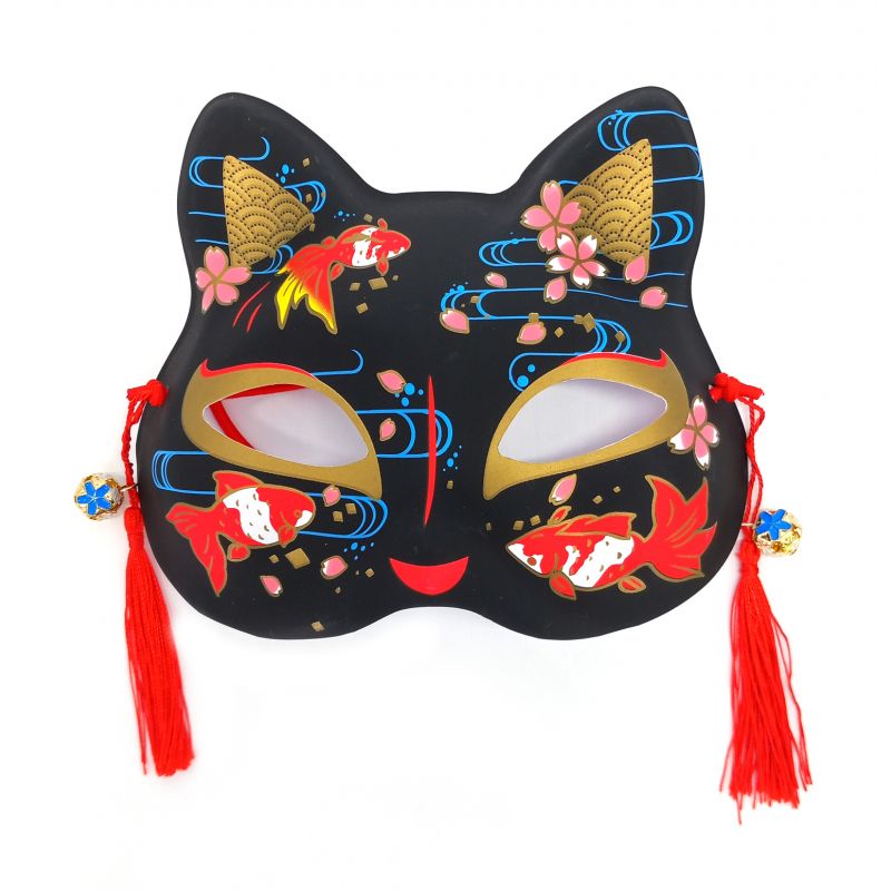 Demi-masque japonais de chat noir, KOÏ
