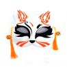 Demi-masque japonais chat blanc, motif orange, Orenji-iro no patān