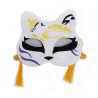 Demi-masque japonais chat blanc, motif nuage jaune, Kiiroi kumo 