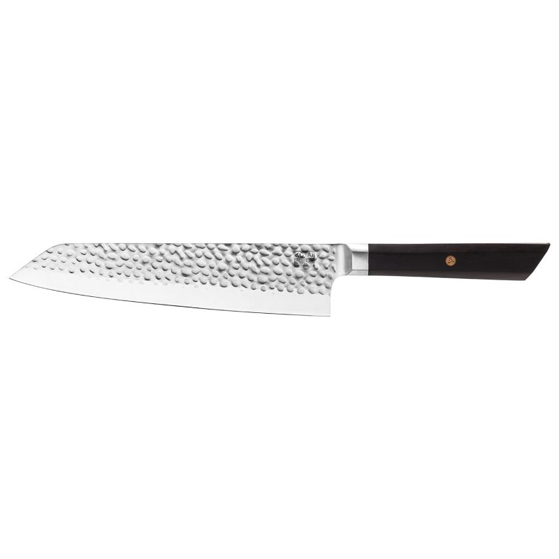 Kiritsuke KOTAI hammered Japanese kitchen knife (chef's knife) with saya and bamboo box - blade 21 cm