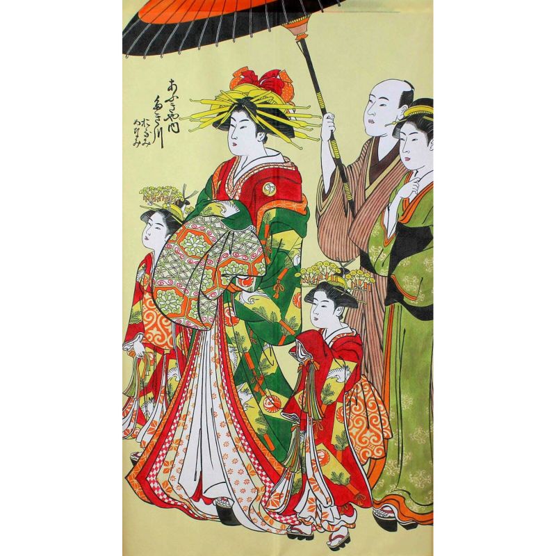 Japanischer Noren-Vorhang Ukiyoe Hanakai Oiran