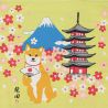 100% cotton tote bag Shiba Dog Mount Fuji and Pagoda - FUJISAN TO PAGODO